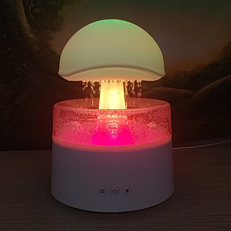 500ml Rain Humidifier Mushroom Cloud Colorful Night Lamp Aromatherapy Machine With Remote Control, Style: Rechargeable(White) - Air Purifiers & Accessories by buy2fix | Online Shopping UK | buy2fix