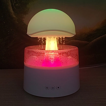 500ml Rain Humidifier Mushroom Cloud Colorful Night Lamp Aromatherapy Machine With Remote Control, Style: Rechargeable(White) - Air Purifiers & Accessories by buy2fix | Online Shopping UK | buy2fix