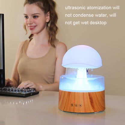 500ml Rain Humidifier Mushroom Cloud Colorful Night Lamp Aromatherapy Machine With Remote Control, Style: Rechargeable(White) - Air Purifiers & Accessories by buy2fix | Online Shopping UK | buy2fix