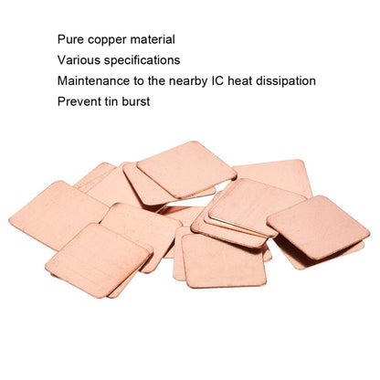 20pcs Laptop Cooling Copper Heat Sink Thermal Conductive Tabs Cell Phone Computer Graphics Card Heat Sinks 15x15x0.3mm by buy2fix
