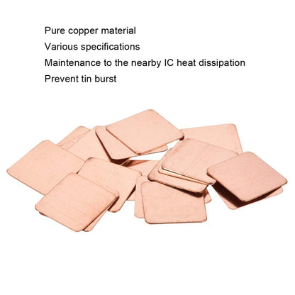 20pcs Laptop Cooling Copper Heat Sink Thermal Conductive Tabs Cell Phone Computer Graphics Card Heat Sinks 20x20x0.3mm - Others by buy2fix | Online Shopping UK | buy2fix