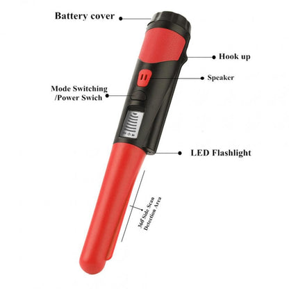 Handheld Metal Detector LCD Display Gold Treasure Hunter with Flashlight(Red) - Metal Detector by buy2fix | Online Shopping UK | buy2fix