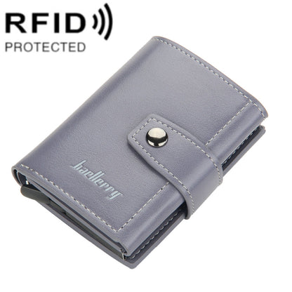 Baellerry RFID Anti-Theft Automatic Pop-Up Card Wallet Buckle Metal Aluminum Shell Card Holder(Grey) - Antimagnetic RFID Package by Baellerry | Online Shopping UK | buy2fix