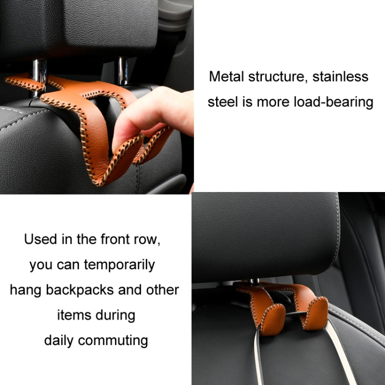 Car Double Hook Stainless Steel Rear Headrest Mobile Phone Holder(Gray) - Auto Fastener & Clips by buy2fix | Online Shopping UK | buy2fix