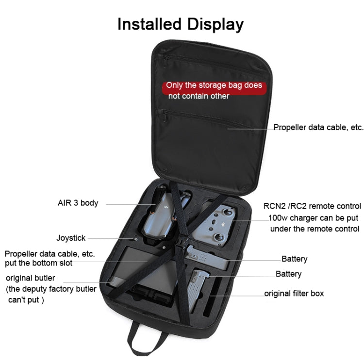 For DJI AIR 3 Storage Bag Backpack Compatible with RC-N2 or RC 2 Remote Control(Black) - Backpacks & Bags by buy2fix | Online Shopping UK | buy2fix