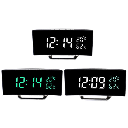 7816 Curved Screen LED Temperature / Humidity Display Multifunctional Clock(Green) by buy2fix