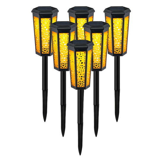 Hexagonal Hollow Solar Ground Lawn Lamp LED Outdoor Waterproof Decorative Garden Light(Warm Light + RGB) by buy2fix