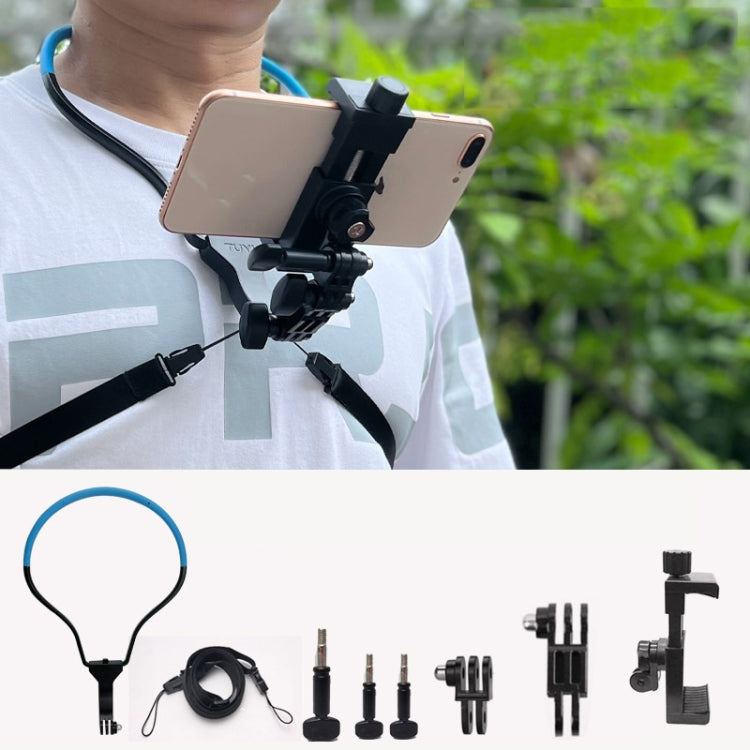 TUYU Camera Neck Holder Mobile Phone Chest Strap Mount  For Video Shooting//POV, Spec: With Phone Clip (Blue) - Stand by buy2fix | Online Shopping UK | buy2fix