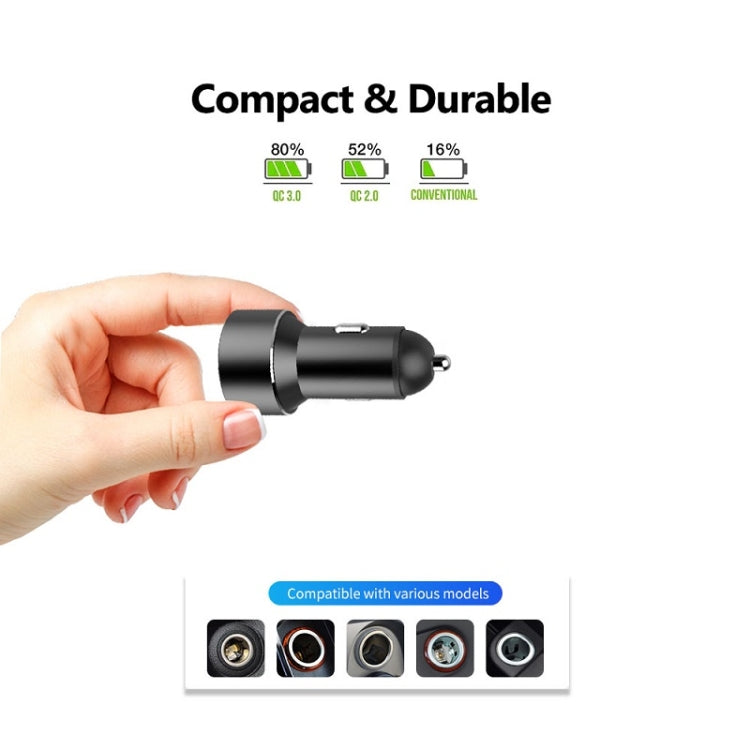 Mini Multifunctional Dual USB Digital Display Car Charger(Black) - Car Charger by buy2fix | Online Shopping UK | buy2fix