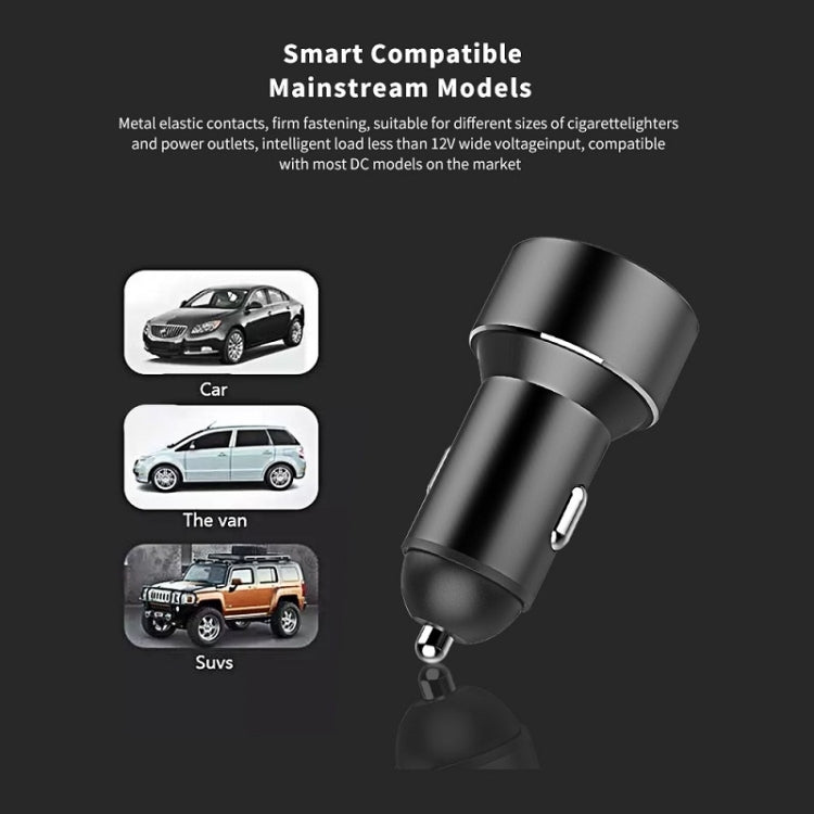 Mini Multifunctional Dual USB Digital Display Car Charger(Black) - Car Charger by buy2fix | Online Shopping UK | buy2fix
