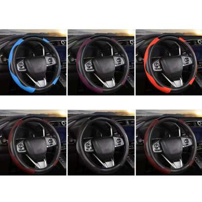 38cm Carbon Fiber Elastic Leather Without Inner Ring Car Steering Wheel Cover, Color: Blue by buy2fix