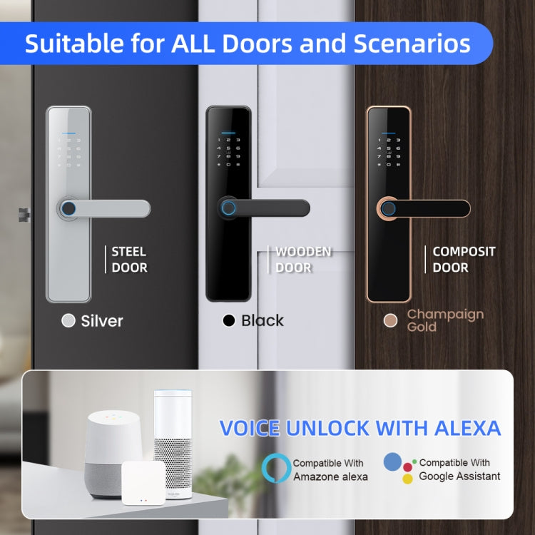 C91 Tuya Smart WiFi Password Fingerprint Electronic Door Lock(Bronze) by buy2fix