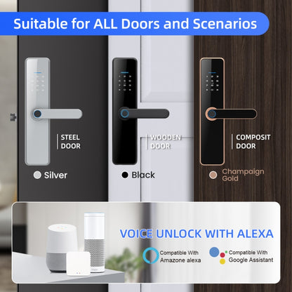 C91 Tuya Smart WiFi Password Fingerprint Electronic Door Lock(Bronze) by buy2fix