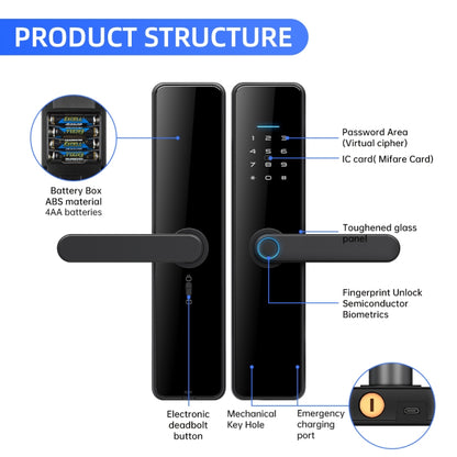 C91 Tuya Smart WiFi Password Fingerprint Electronic Door Lock(Bronze) by buy2fix