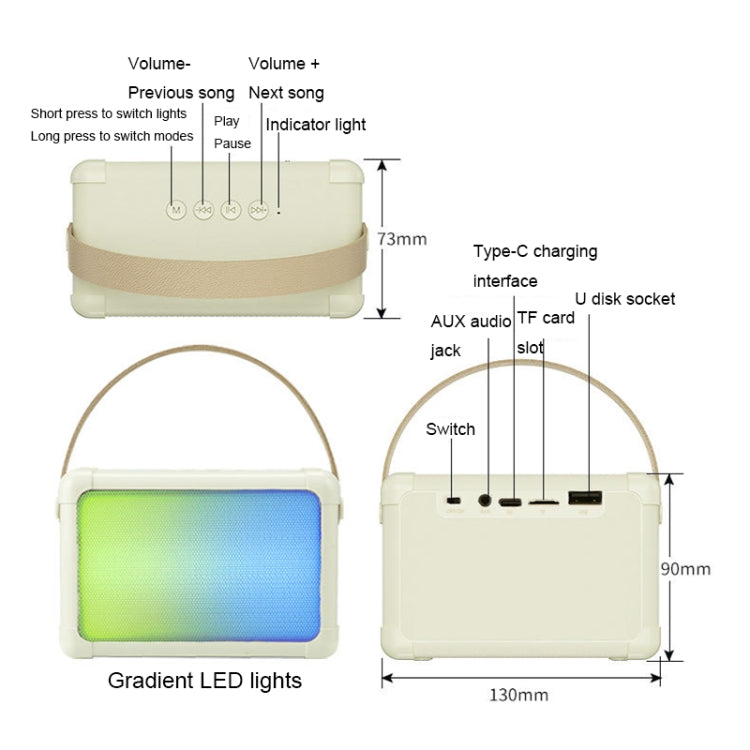 Portable RGB Lighting Effect Bluetooth Speaker Home Mini Karaoke Audio, Style: Single Microphone+Speaker(Beige) - Microphone by buy2fix | Online Shopping UK | buy2fix