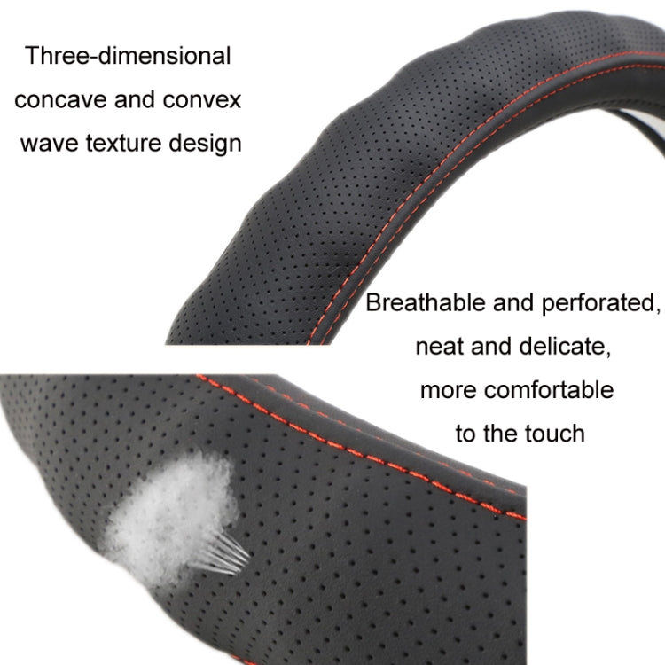 42cm Leather Truck Steering Wheel Cover(Black Line) by buy2fix