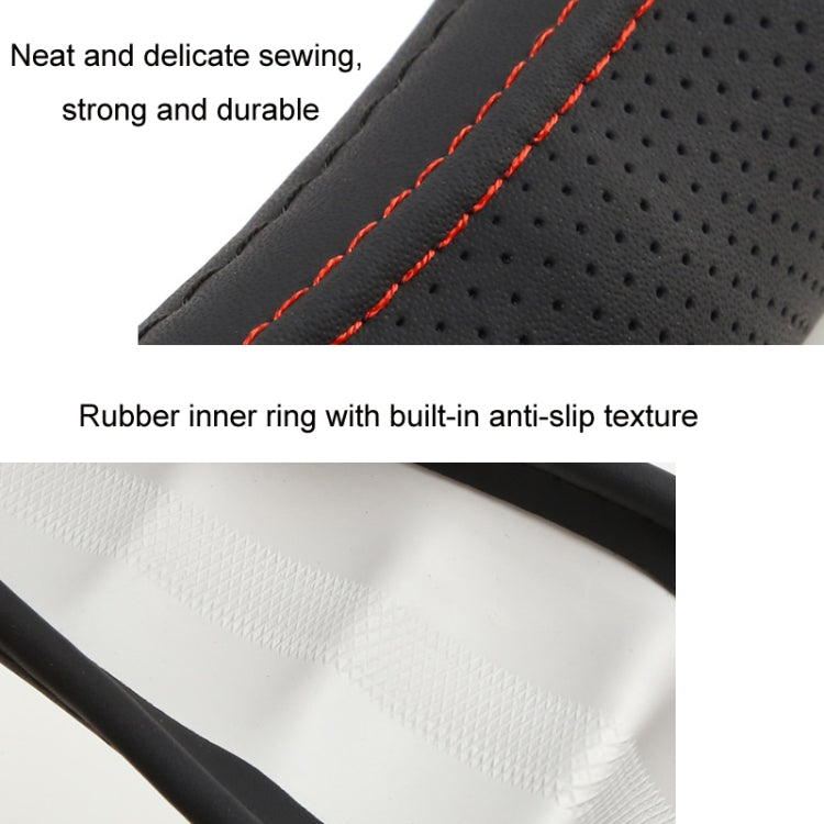 42cm Leather Truck Steering Wheel Cover(Black) - Steering Wheel Accessories by buy2fix | Online Shopping UK | buy2fix