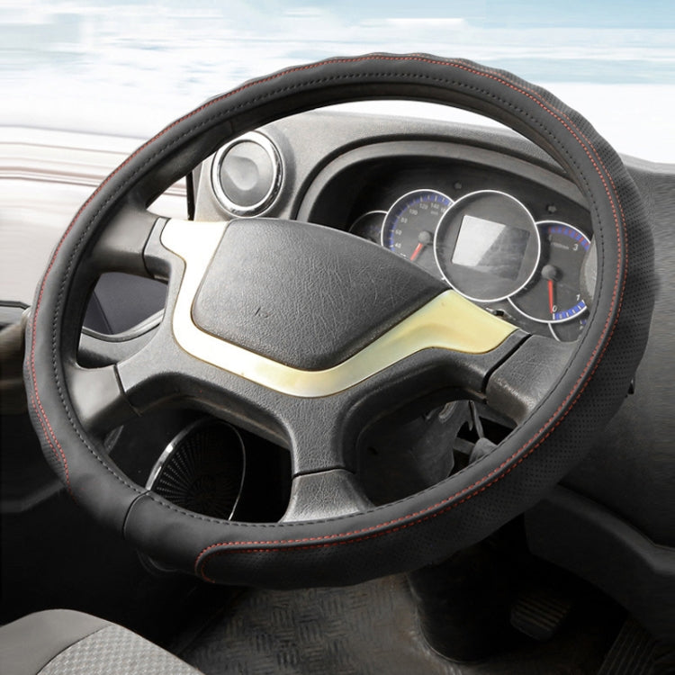 45cm Leather Truck Steering Wheel Cover(Black Line) by buy2fix