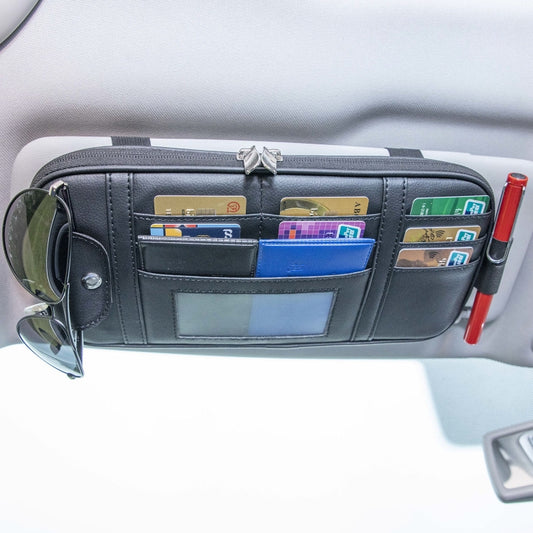 Car Driver License Storage Bag Sun Visor Sunglasses Card Holder, Color: Black - Sunglasses & Glasses Clips by buy2fix | Online Shopping UK | buy2fix