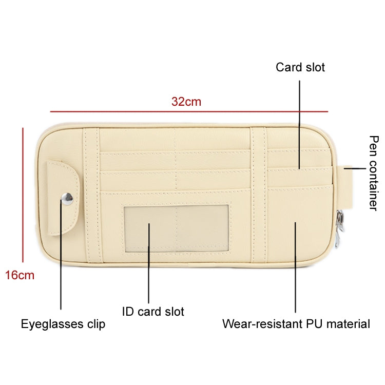 Car Driver License Storage Bag Sun Visor Sunglasses Card Holder, Color: Beige by buy2fix