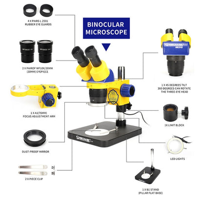MECHANIC MC-75TimatX Trinocular Stereo Microscope Industrial Grade Can Connect To HD Display by MECHANIC
