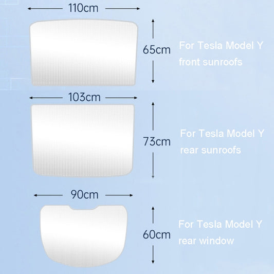 2pcs /Set For Tesla Model Y Ice Crystal Sunshade Car Roof Front And Rear Sunroof Shade(Beige) by buy2fix