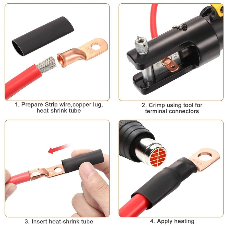 8AWG 3/8" Stud Ring Terminal Solder Cable Bare Copper Hole with Heat Shrink(Single) - Booster Cable & Clip by buy2fix | Online Shopping UK | buy2fix