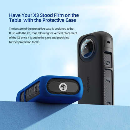 For Insta360 X3 AMagisn Body Silicone Protective Cover, Style: Body+Lens Case (Blue) - Case & Bags by aMagisn | Online Shopping UK | buy2fix