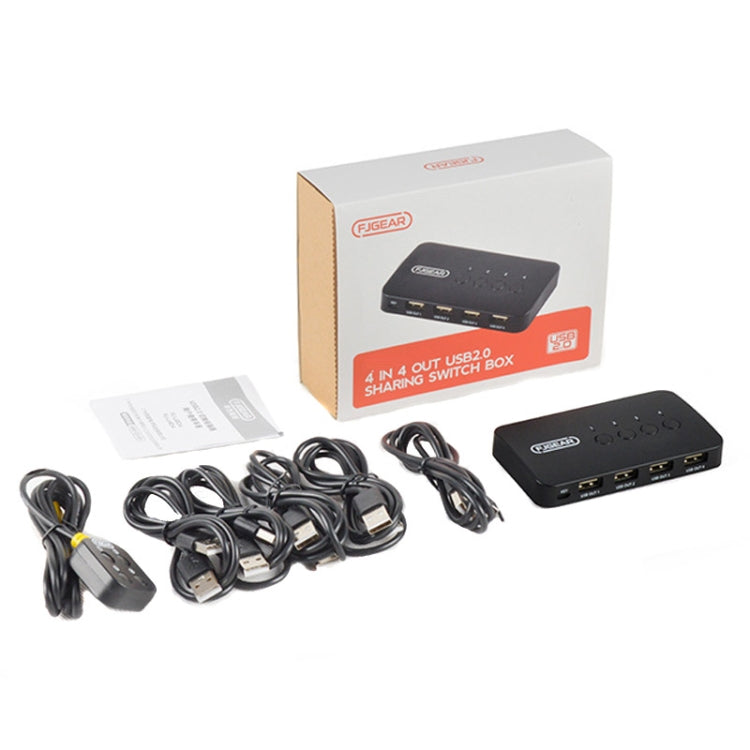 FJGEAR FJ-U404 USB2.0 4 In 4 Out Sharing Switcher With Controller - Switch by FJGEAR | Online Shopping UK | buy2fix