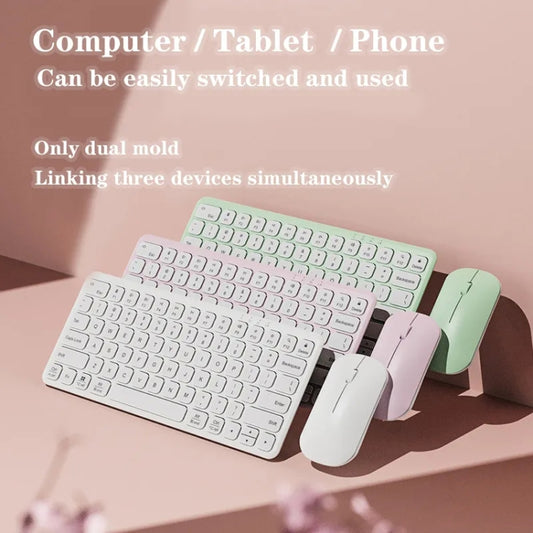 B087 2.4G Portable 78 Keys Dual Mode Wireless Bluetooth Keyboard And Mouse, Style: Keyboard Pink by buy2fix