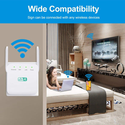 2.4G 300M Wi-Fi Amplifier Long Range WiFi Repeater Wireless Signal Booster EU Plug White - Broadband Amplifiers by buy2fix | Online Shopping UK | buy2fix