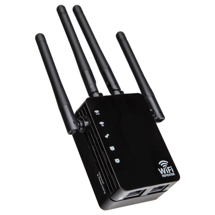 5G/2.4G 1200Mbps WiFi Range Extender WiFi Repeater With 2 Ethernet Ports US Plug Black - Broadband Amplifiers by buy2fix | Online Shopping UK | buy2fix