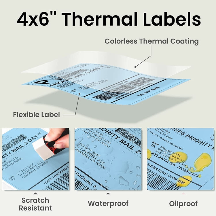 500sheets 4×6 Inch Stickers Thermal Label Paper For Phomemo PM-246S / PM-241BT / D520BT, Style: Folding White - Printer Accessories by buy2fix | Online Shopping UK | buy2fix