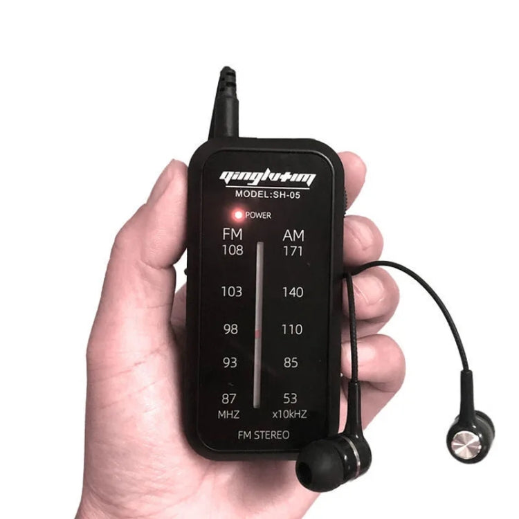 SH-05 Mini Listening Test Special Pin-Type FM/AM Two-Band Radio With Back Clip(Black) - Radio Player by buy2fix | Online Shopping UK | buy2fix