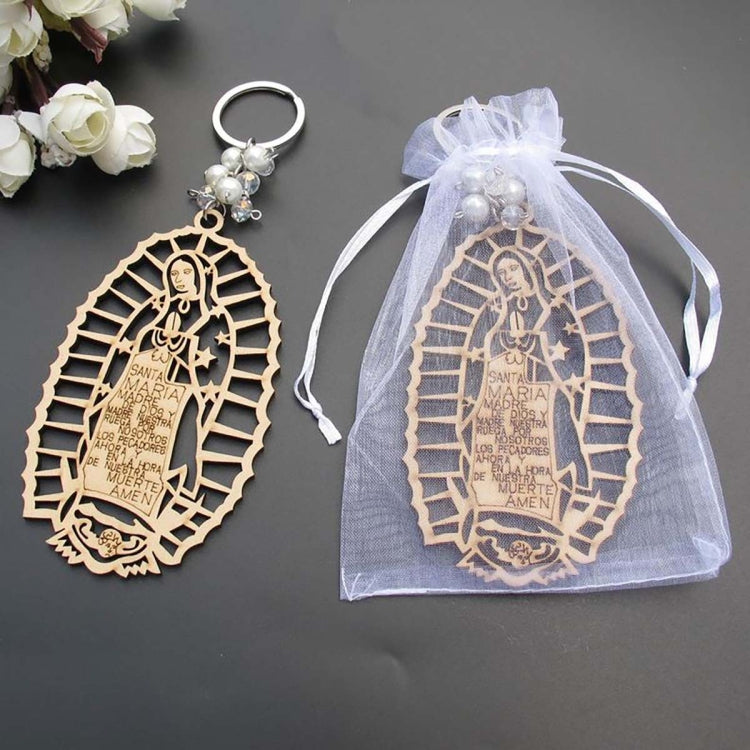 Wooden Sign Religious Baptismal Keychain(Pink) - Key Rings by buy2fix | Online Shopping UK | buy2fix