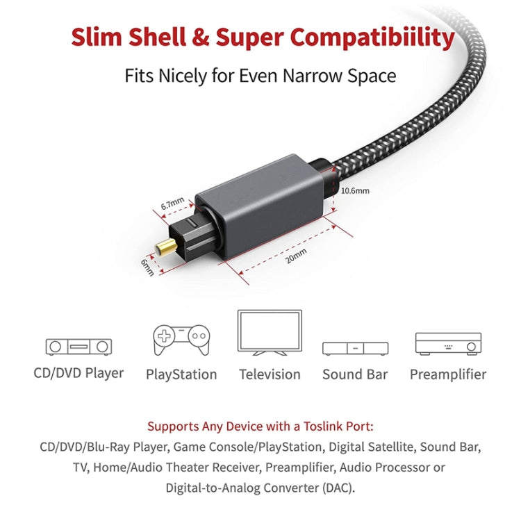 1.5m Digital Optical Audio Output/Input Cable Compatible With SPDIF5.1/7.1 OD5.0MM(Gray) - Audio Optical Cables by buy2fix | Online Shopping UK | buy2fix