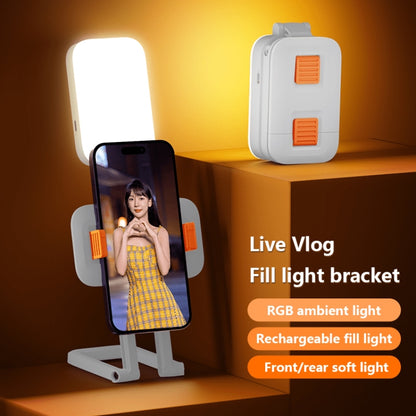 D2 Pro Mini RGB Fill Light Pocket Light with Mobile Phone Holder(White) - Selfie Light by buy2fix | Online Shopping UK | buy2fix