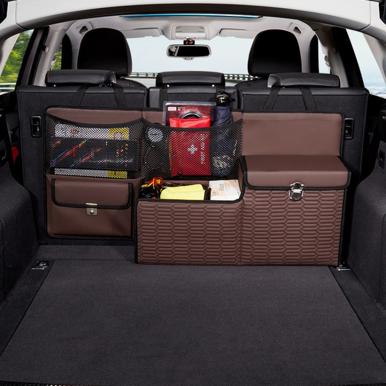 Car Multi-function Leather Trunk Foldable Storage Box(Coffee) - Stowing Tidying by buy2fix | Online Shopping UK | buy2fix