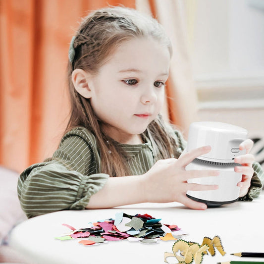 Desktop Mini Vacuum Cleaner USB Rechargeable Office Home Portable Paper Cleaner(White) by buy2fix