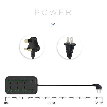 T24 2m 3000W 6 Plugs + PD + 4-USB Ports Multifunctional Flame-Retardant Socket With Switch(UK Plug) - Extension Socket by buy2fix | Online Shopping UK | buy2fix