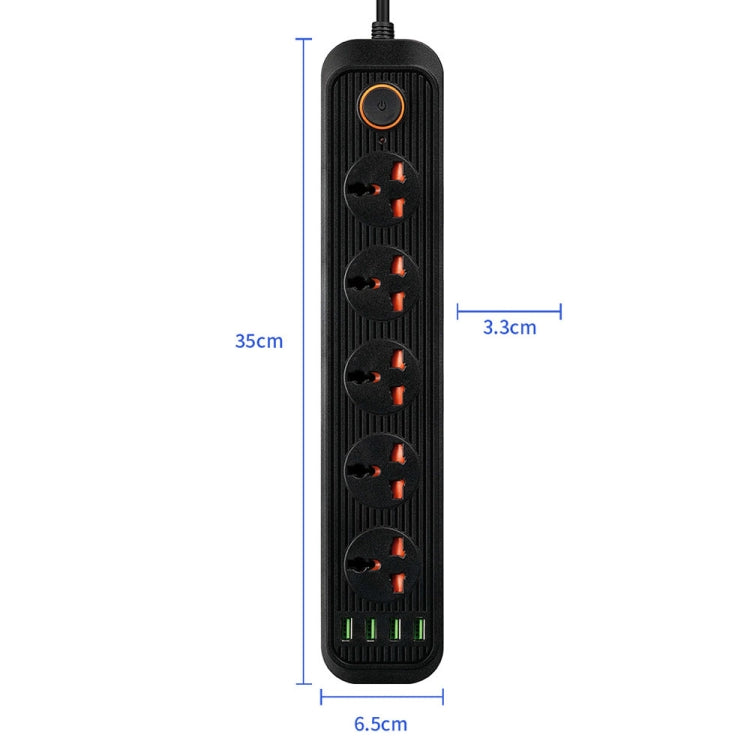 A03 2m 3000W 5 Plugs + 4-USB Ports Multifunctional Flame-retardant Socket with Switch(UK Plug) - Extension Socket by buy2fix | Online Shopping UK | buy2fix