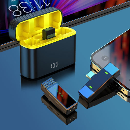 One To Two Outdoor Recording Lavalier Microphone Noise Canceling Wireless Mics, Interface: Type-C by buy2fix