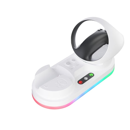 For PS VR2 Controller iplay Colorful Light Charging Base Magnetic Charging Dock(White) - VR Accessories by iplay | Online Shopping UK | buy2fix