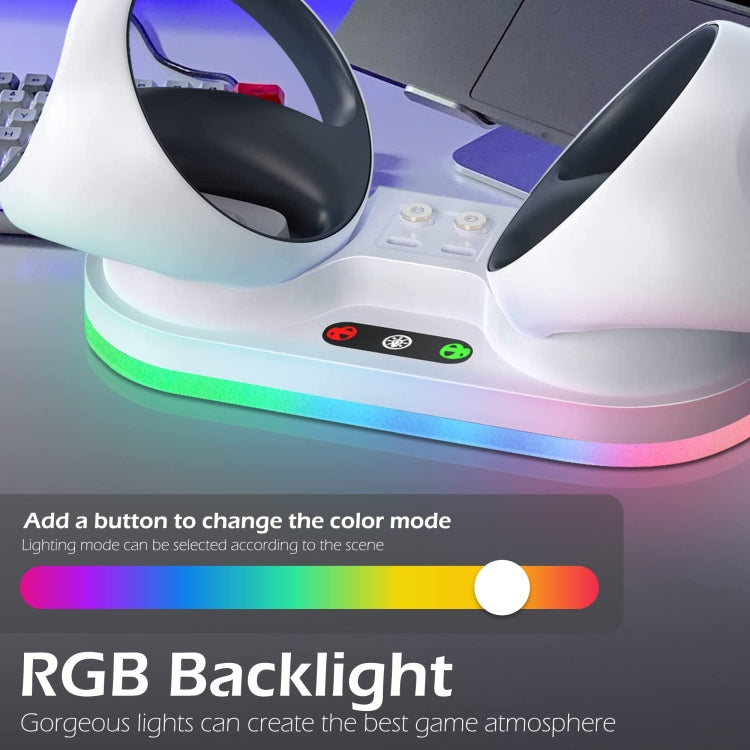 For PS VR2 Controller iplay Colorful Light Charging Base Magnetic Charging Dock(White) - VR Accessories by iplay | Online Shopping UK | buy2fix