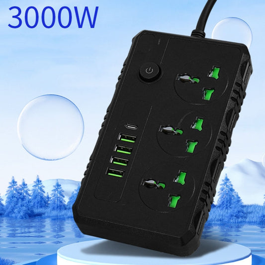 B09 2m 3000W 3 Plugs + PD + 4-USB Ports Multifunctional Flame-Retardant Socket With Switch(US Plug) by buy2fix