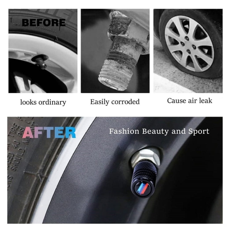 Aluminium Alloy Checkered Tricolour Car Wheel Decorative Valve Cap(Silver) by buy2fix