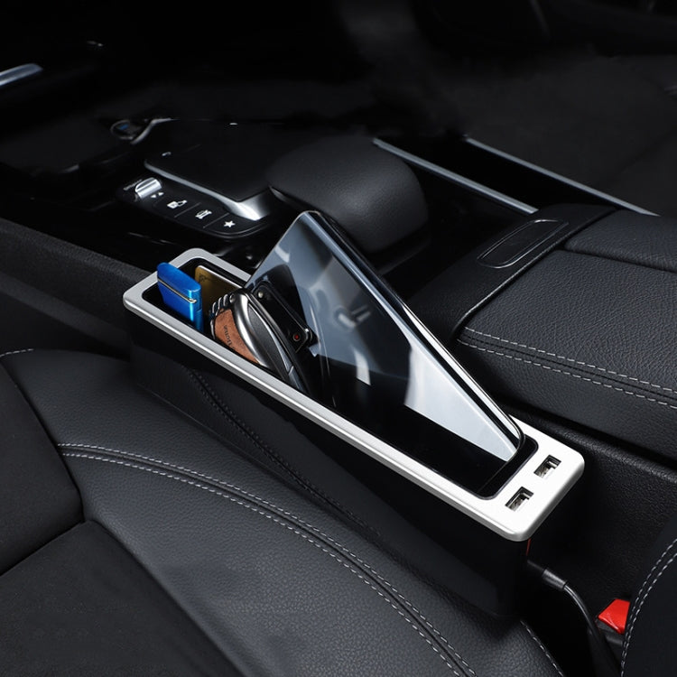 Car Seat Gap Storage Box with 2 USB Charging Port, Color: Principal Driver Silver by buy2fix