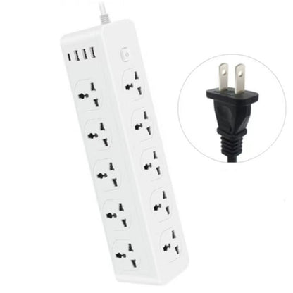 D15 2m 3000W 10 Plugs + PD + 3-USB Ports Vertical Socket With Switch, Specification: Two-pin US Plug - Extension Socket by buy2fix | Online Shopping UK | buy2fix