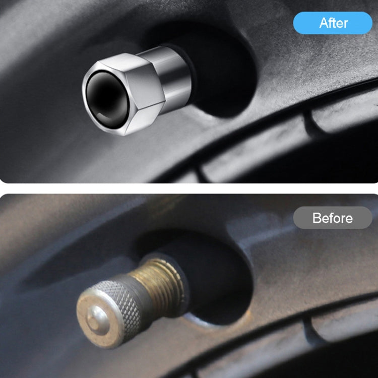 4pcs /Set Hexagonal Metal Tire Valve Caps Automobile Universal Modified Valve Covers(Silver) by buy2fix