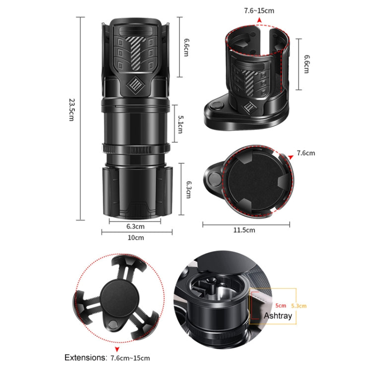 Carbon Fiber Multifunctional Car Modified Water Cup Holder Ashtray(Black) by buy2fix